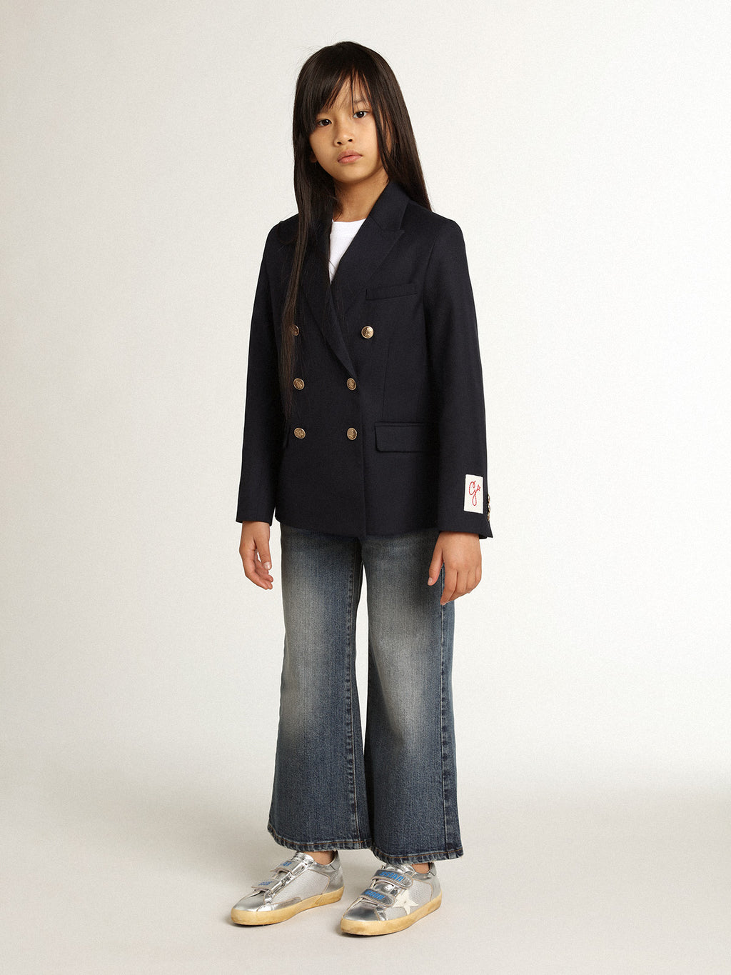 Wide-leg jeans in mid-blue bull denim| Golden Goose