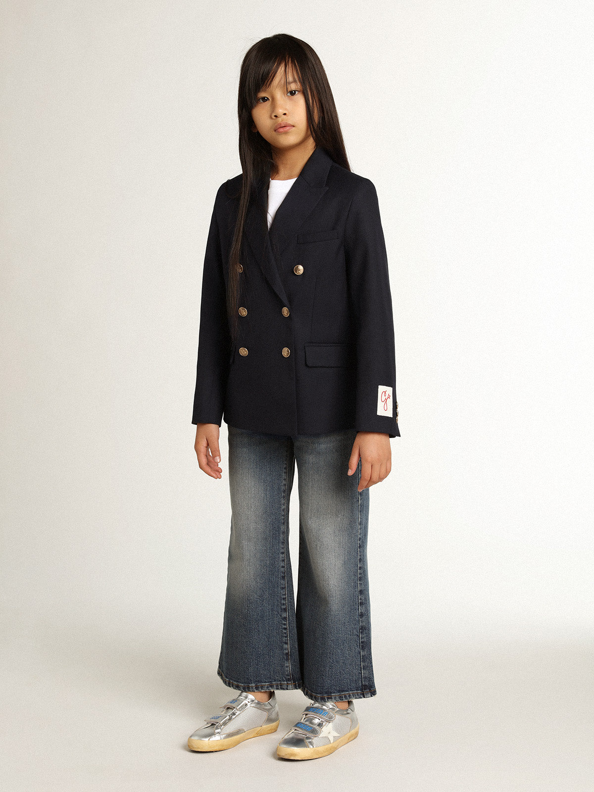 Wide-leg jeans in mid-blue bull denim| Golden Goose