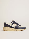Running Sole in cream mesh and blue leather with a white leather star| Golden Goose