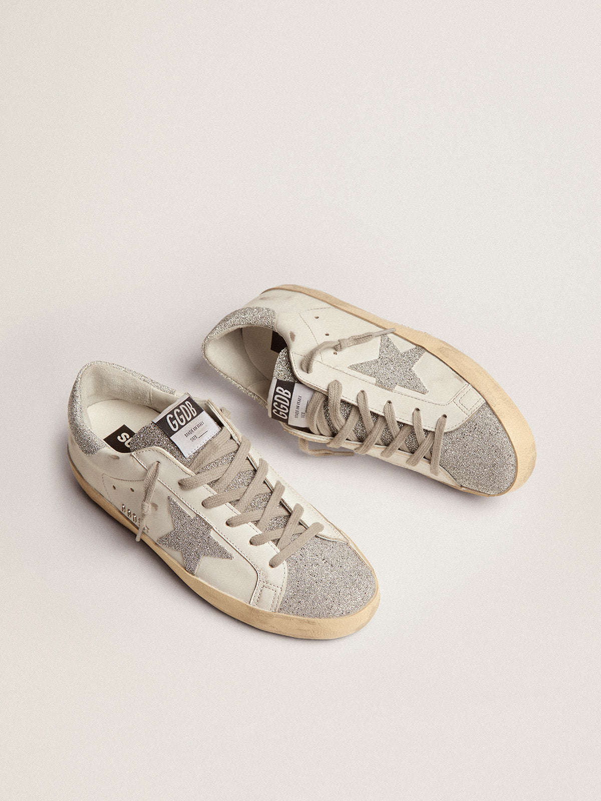 Women's Super-Star with white leather upper and Swarovski inserts| Golden Goose