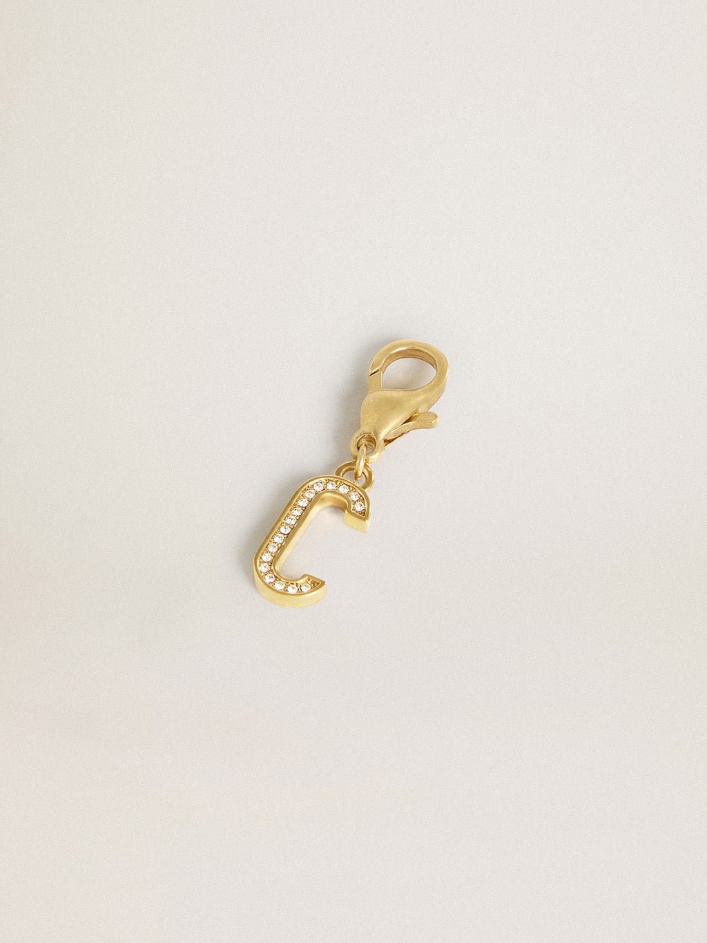 Letter C charm in gold-colored brass with crystals| Golden Goose