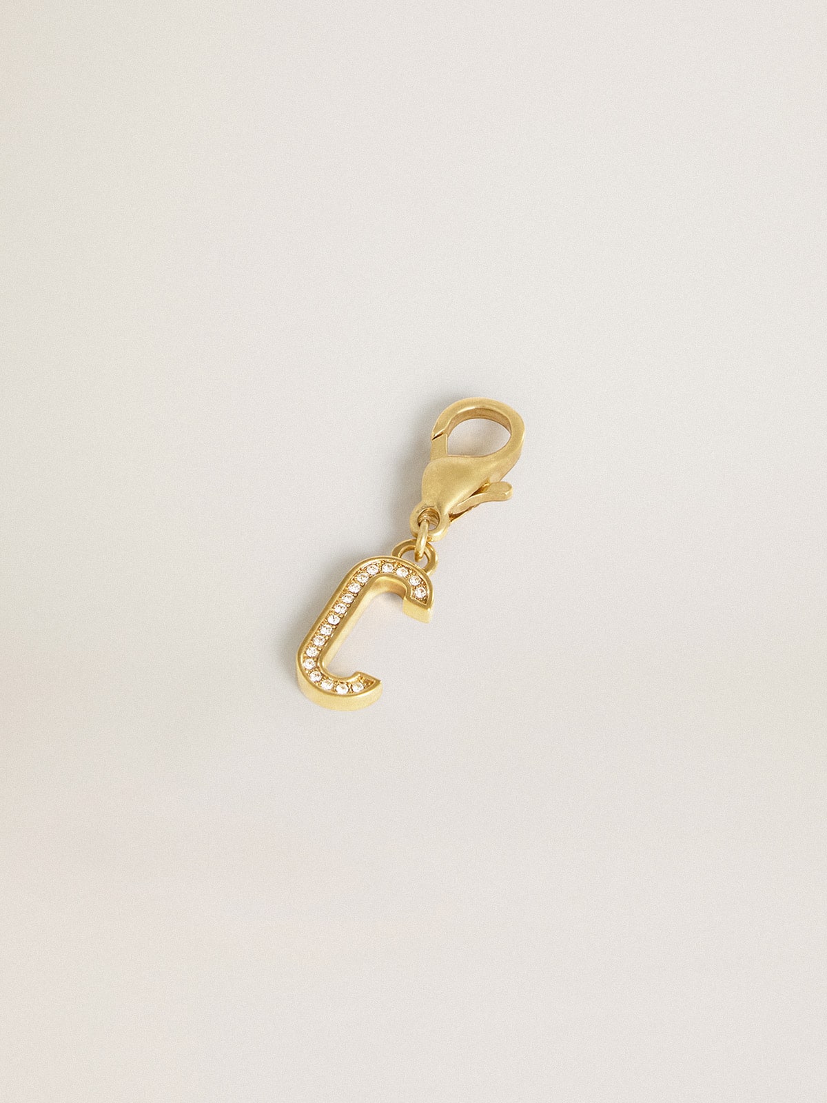 Letter C charm in gold-colored brass with crystals| Golden Goose