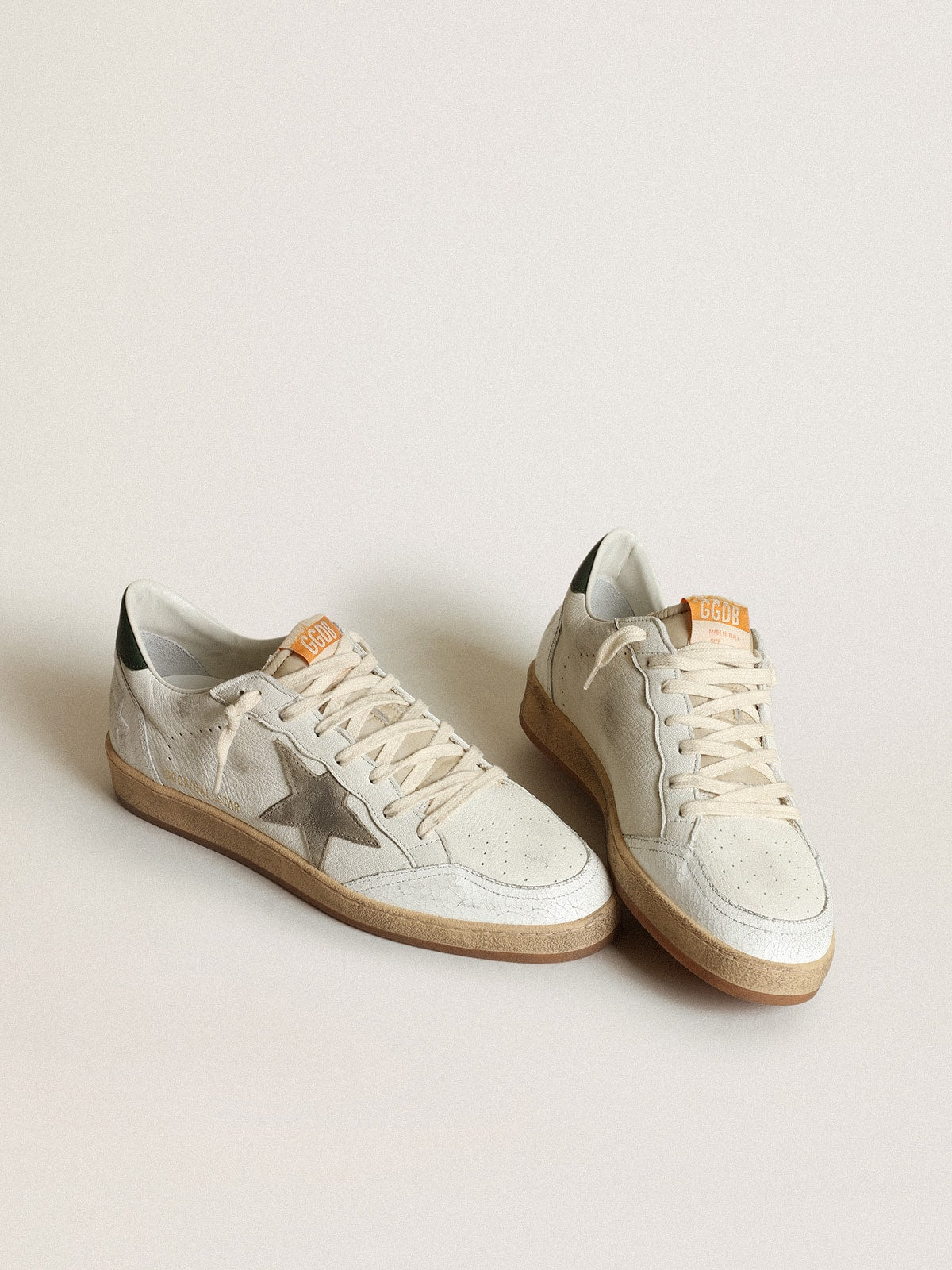 Men's Ball Star in white nappa with dove gray suede star| Golden Goose