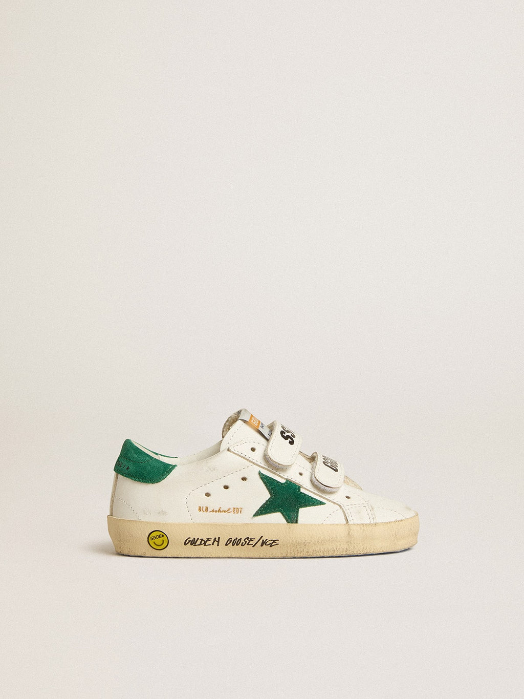 Old School Junior with green suede star and heel tab| Golden Goose