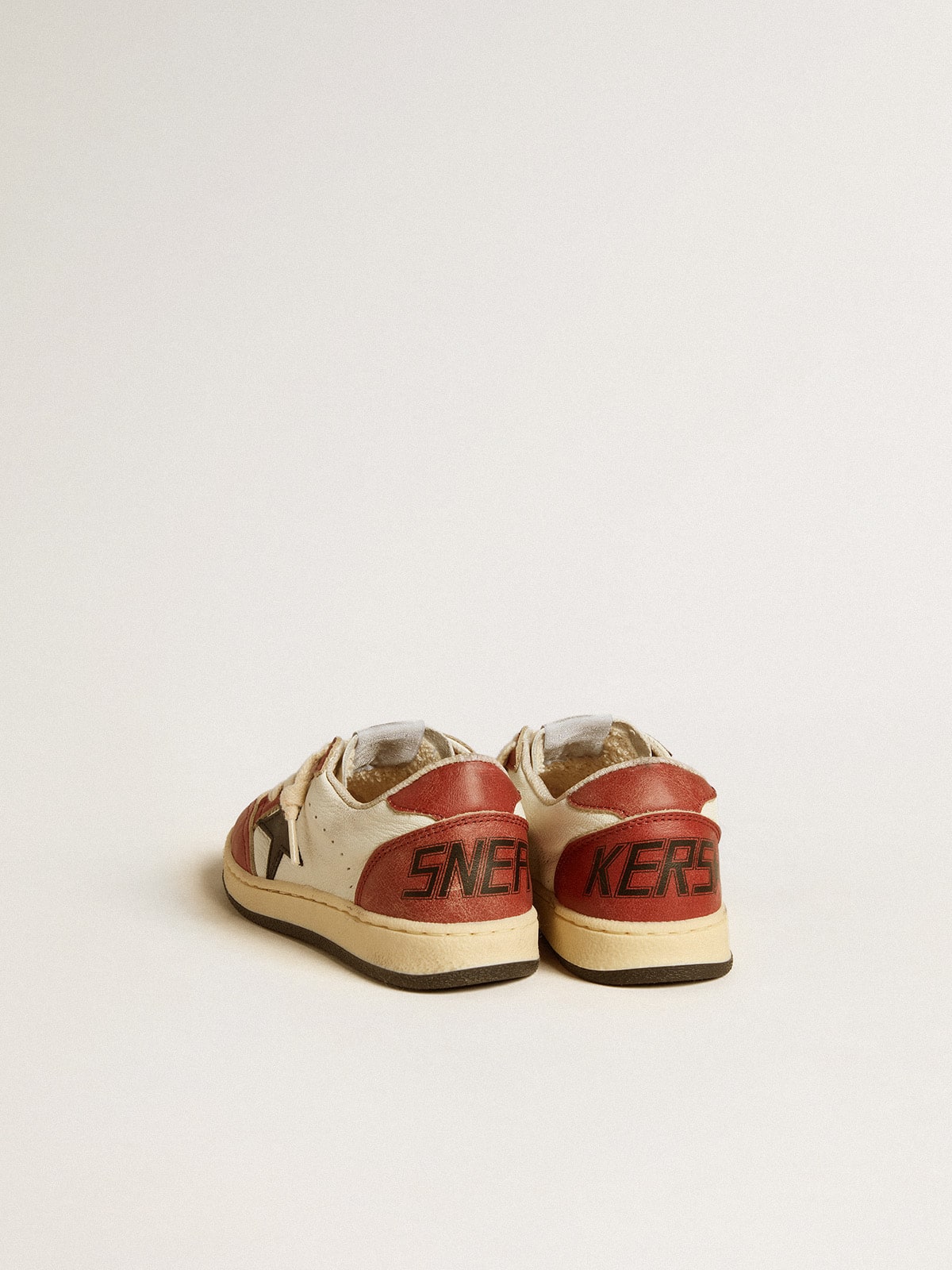 Ball Star Junior in nappa with black star and red leather inserts| Golden Goose