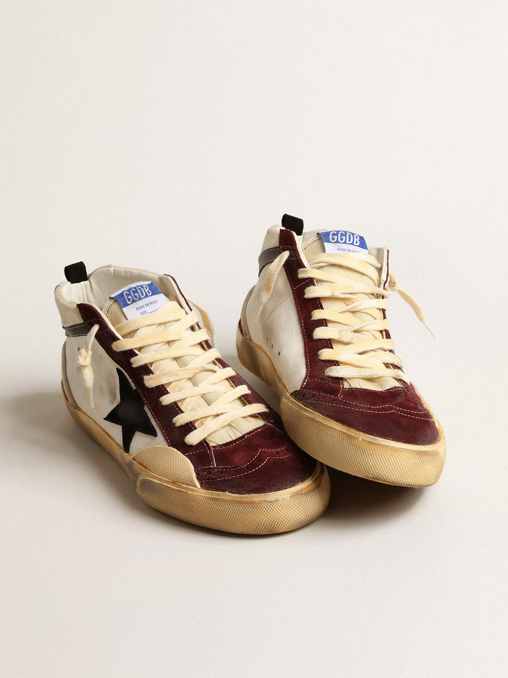 Mid Star in nappa with black suede star and wine-red inserts| Golden Goose