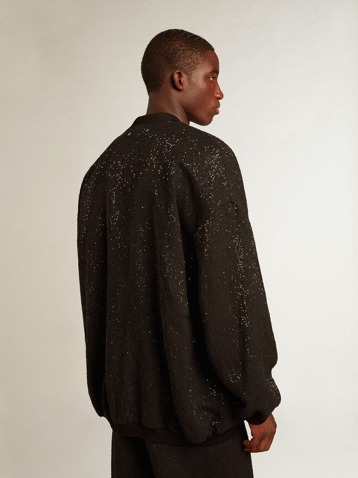 Men's black sequined cardigan-jacket