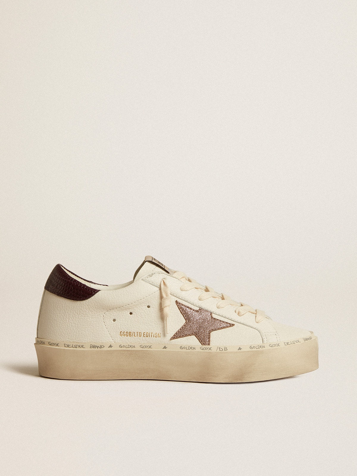 Women's Hi Star LTD in nappa with glitter star and lizard-print heel tab| Golden Goose