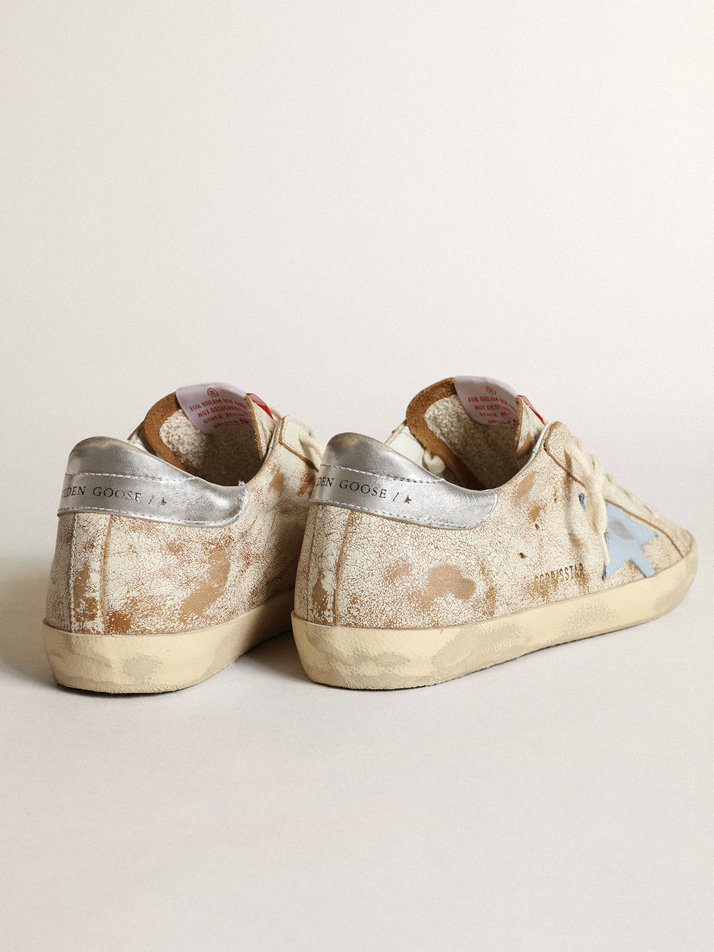 Women's Super-Star with smoky blue leather star and silver heel tab| Golden Goose
