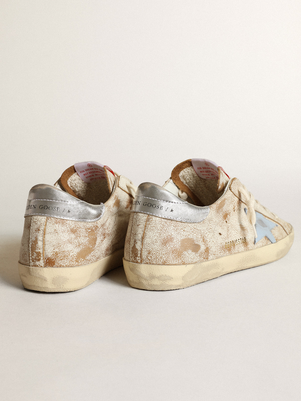 Women's Super-Star with smoky blue leather star and silver heel tab| Golden Goose