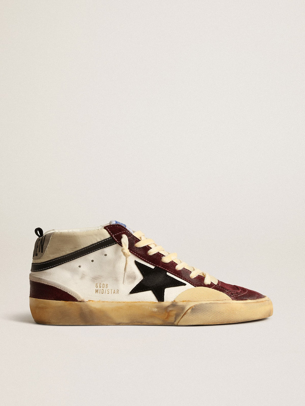 Mid Star in nappa with black suede star and wine-red inserts| Golden Goose