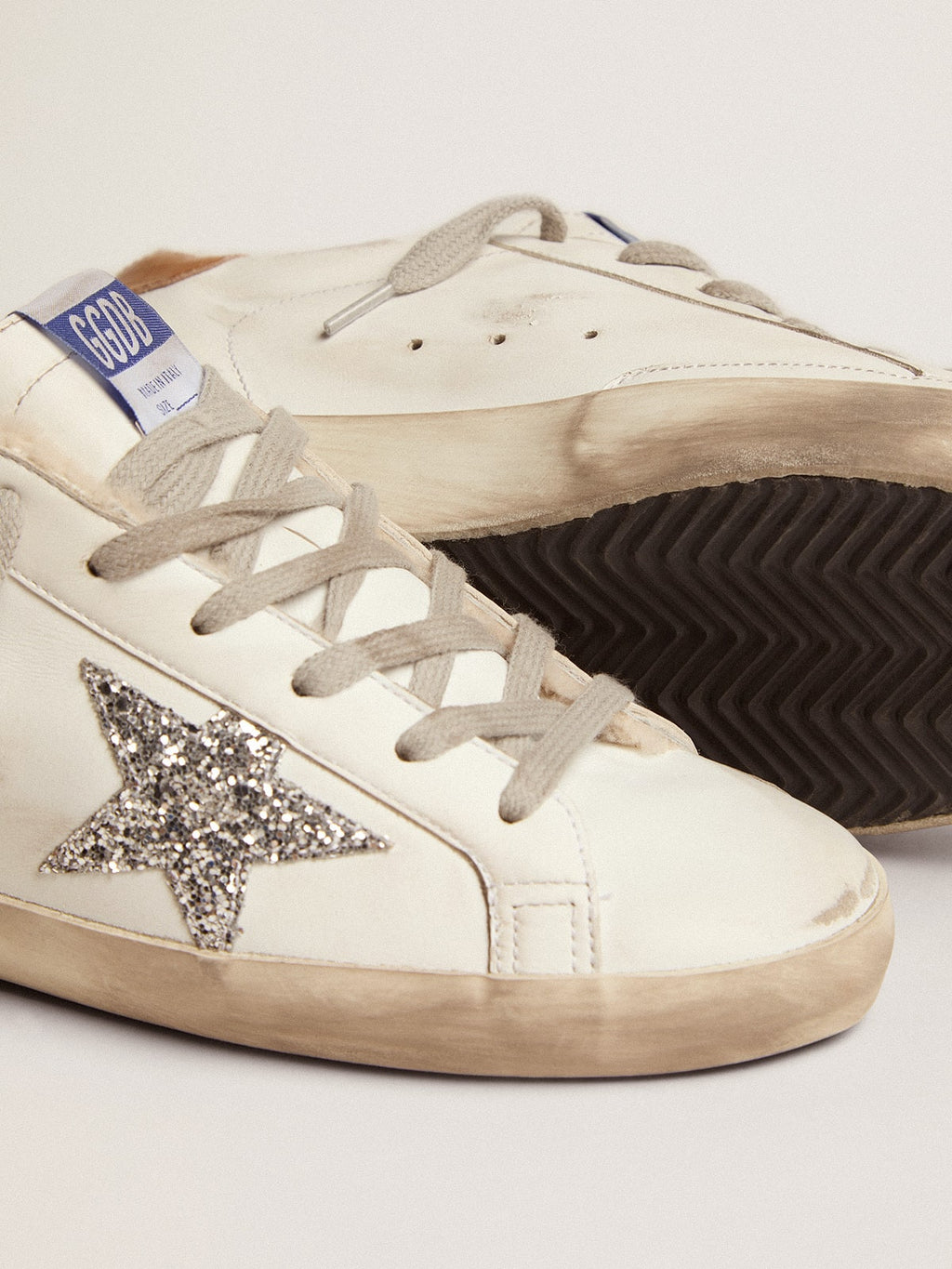 Women's Super-Star with shearling lining and silver glitter star| Golden Goose