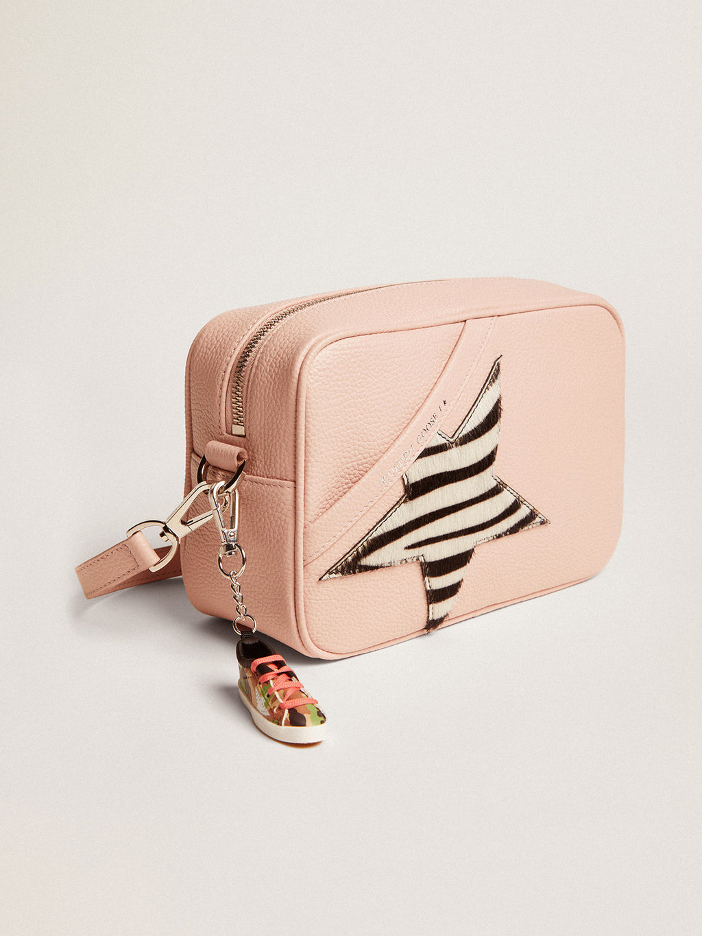 Women's Star Bag in pink leather with zebra print pony skin star| Golden Goose