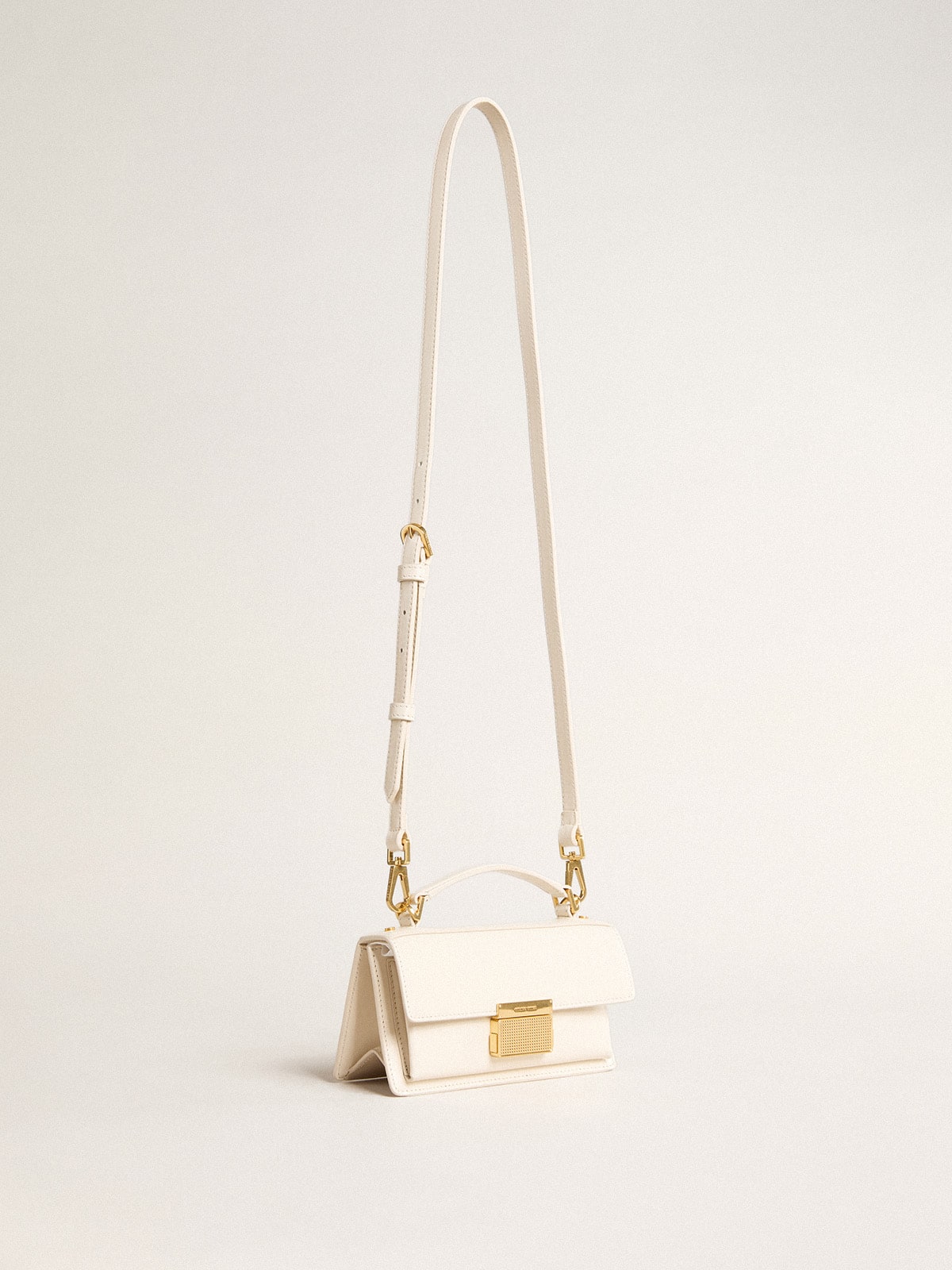 Small Venezia Bag in butter-colored boarded leather with gold details| Golden Goose