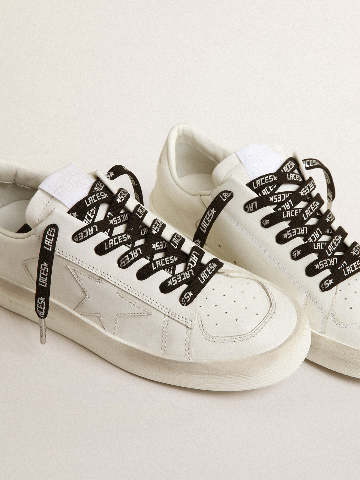 Black laces with silver lettering| Golden Goose