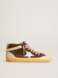 Mid Star LTD in brown suede with silver nappa leather star and cream flash| Golden Goose