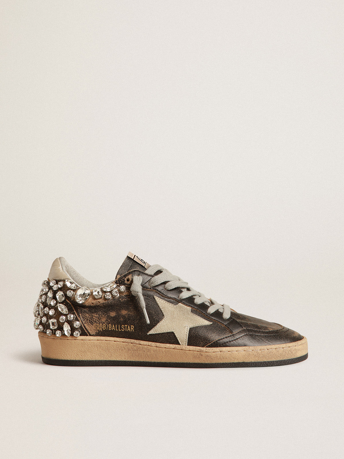 Ball Star in black leather with crystal decoration| Golden Goose