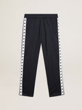 Dark blue joggers with contrasting strip and stars| Golden Goose