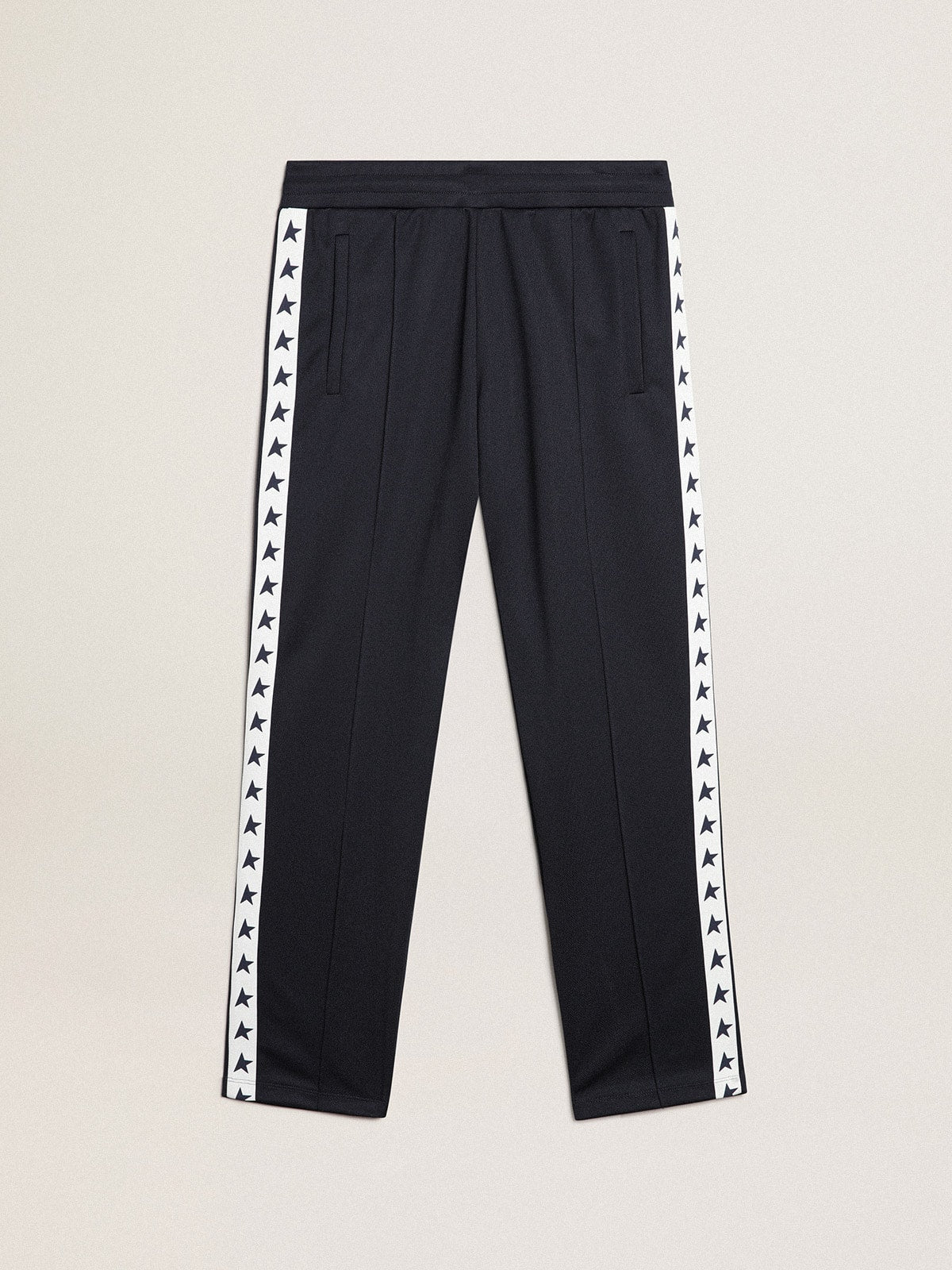 Dark blue joggers with contrasting strip and stars| Golden Goose