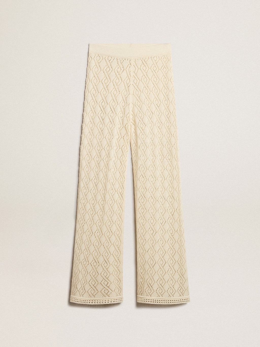 Women's ecru-colored pants| Golden Goose