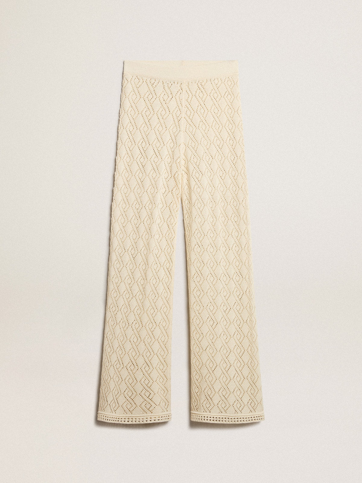 Women's ecru-colored pants| Golden Goose