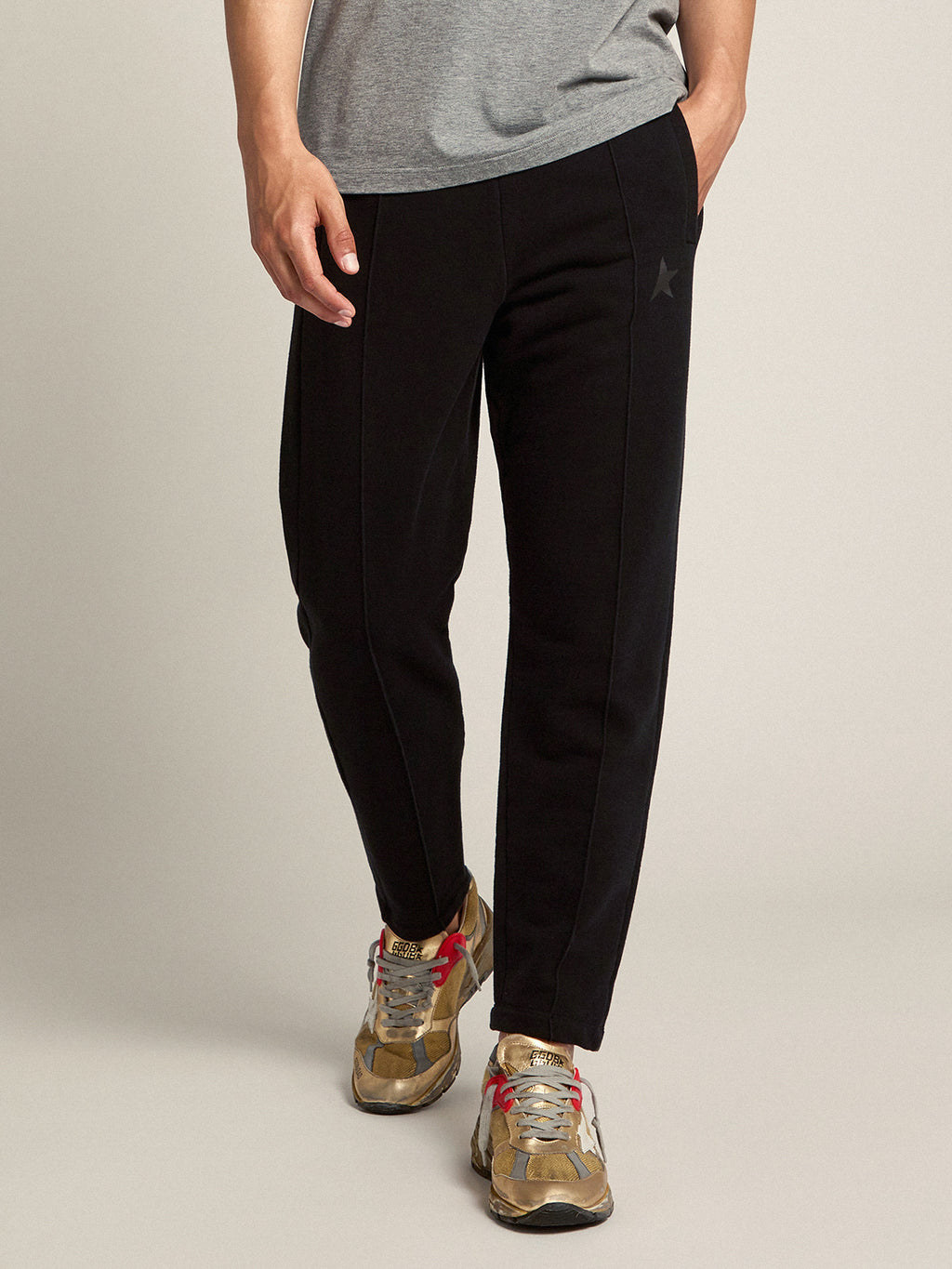 Men's black joggers with star on the front| Golden Goose