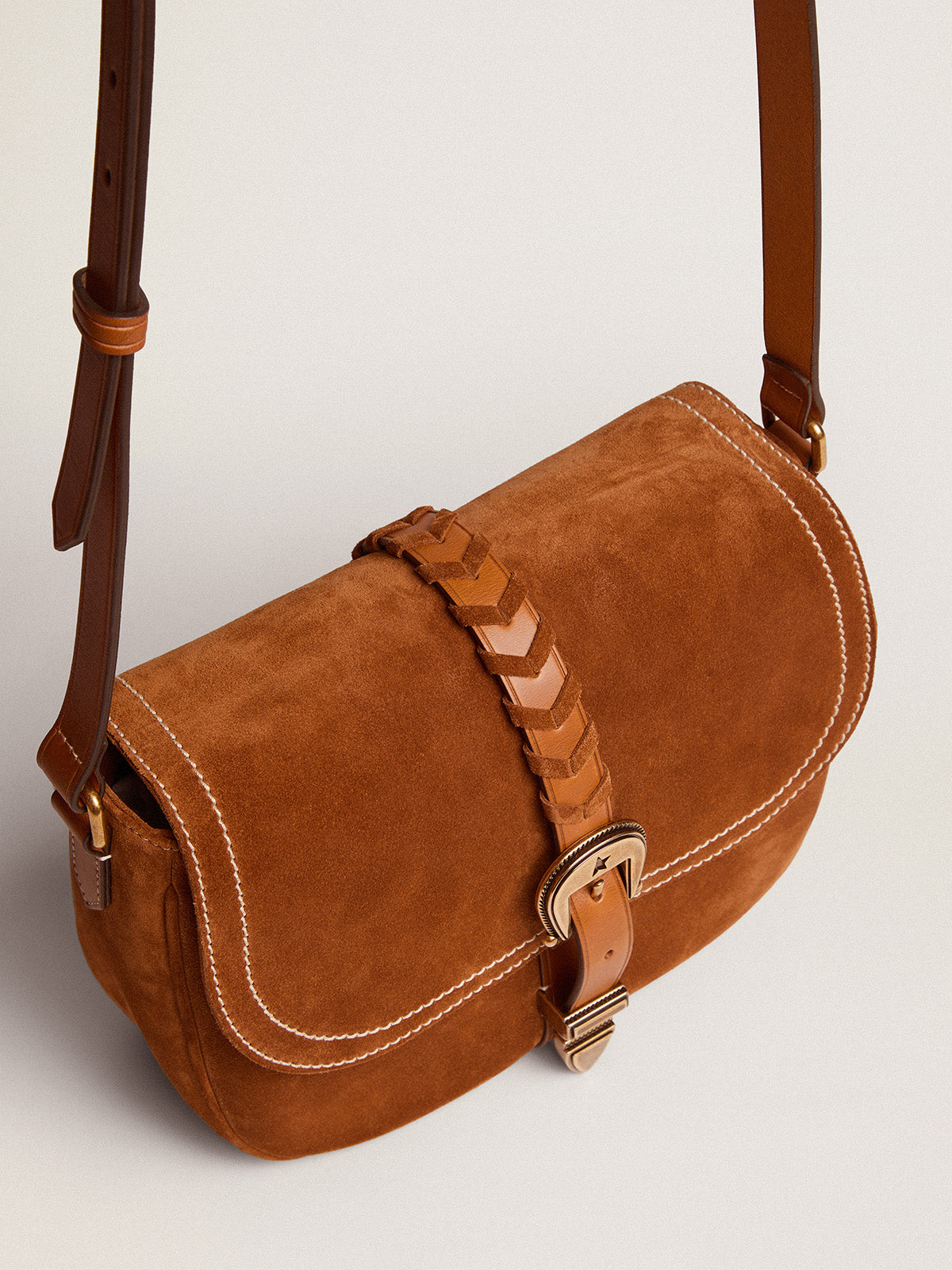 Women's medium Rodeo Bag in rum-colored suede| Golden Goose