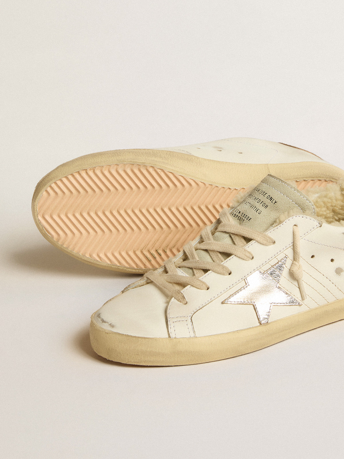 Super-Star with silver leather star and crocodile-print leather heel tab| Golden Goose