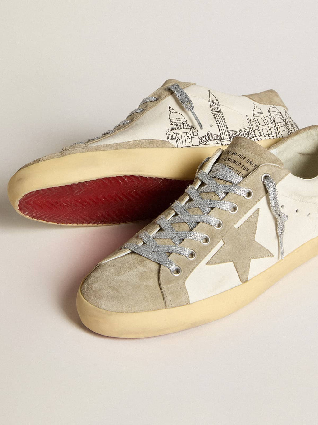 Men's Super-Star in nappa with ice-gray suede star and black embroidery| Golden Goose