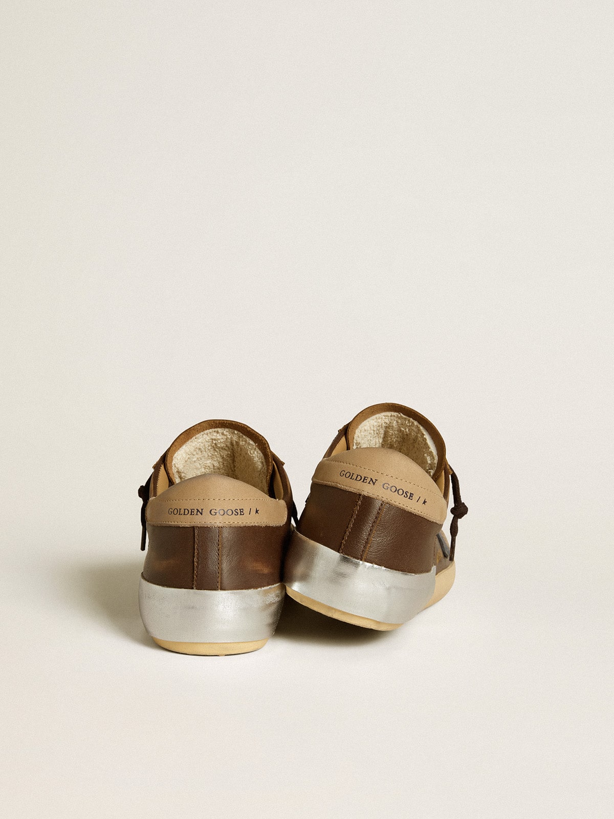 Men's Super-Star in leather with blue leather star and beige nubuck heel tab| Golden Goose