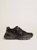Men's Lightstar with black leather and mesh upper and black star| Golden Goose