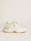 Men's Lightstar in white leather and mesh with worn-white star| Golden Goose