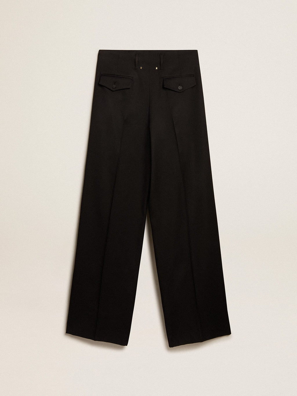Women's black wool gabardine pants| Golden Goose
