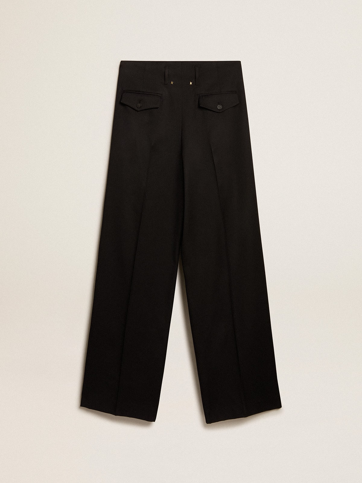 Women's black wool gabardine pants| Golden Goose