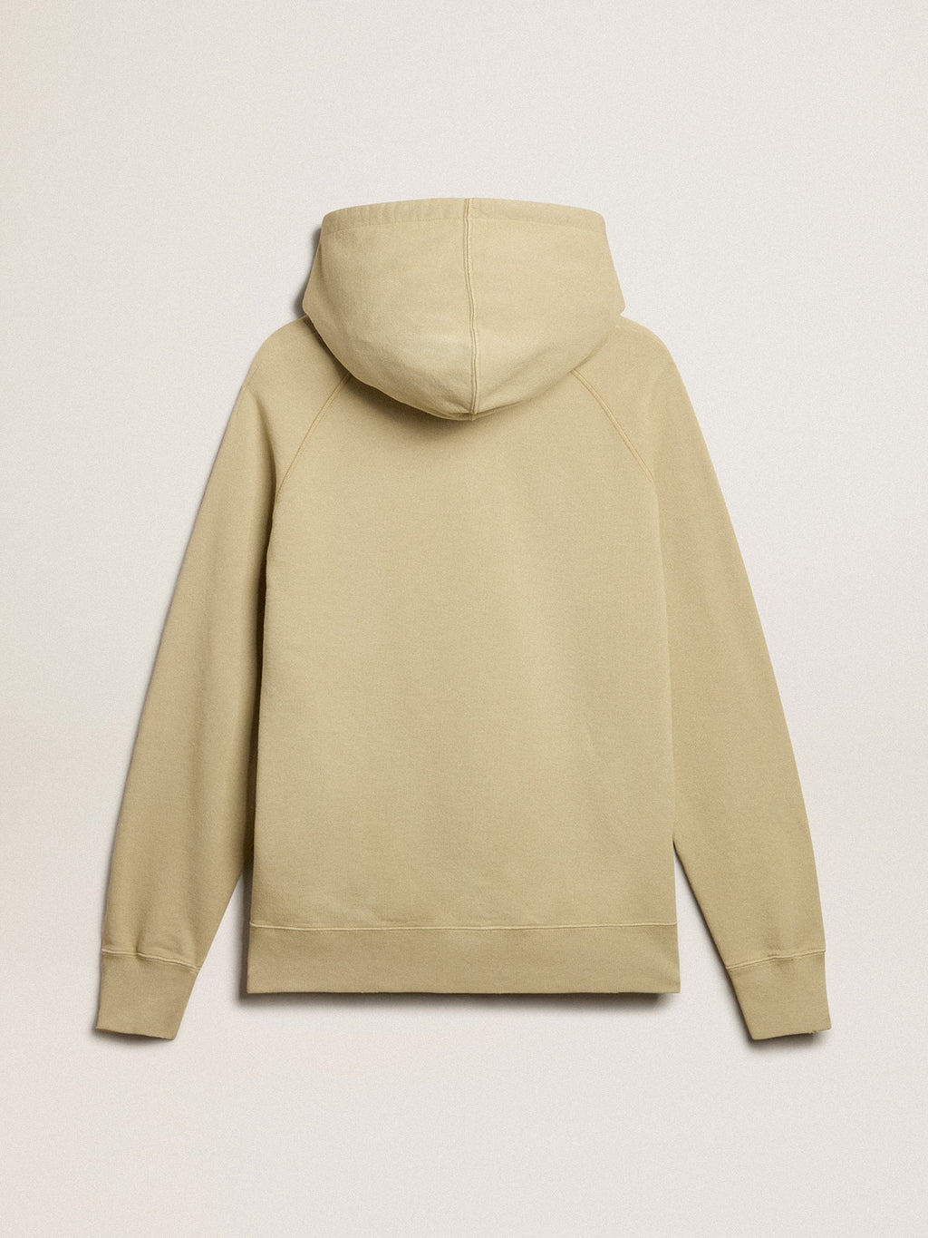 Pale eucalyptus-colored hoodie with front pocket| Golden Goose