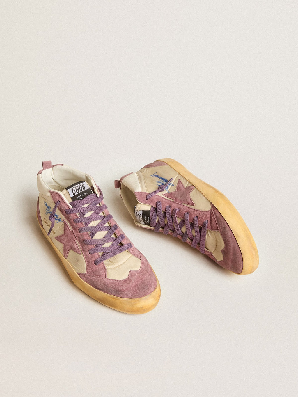 Men's Mid Star LAB in nylon and nappa with mauve suede star| Golden Goose