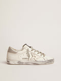 Women's Super-Star with silver sparkle foxing and metal stud lettering| Golden Goose
