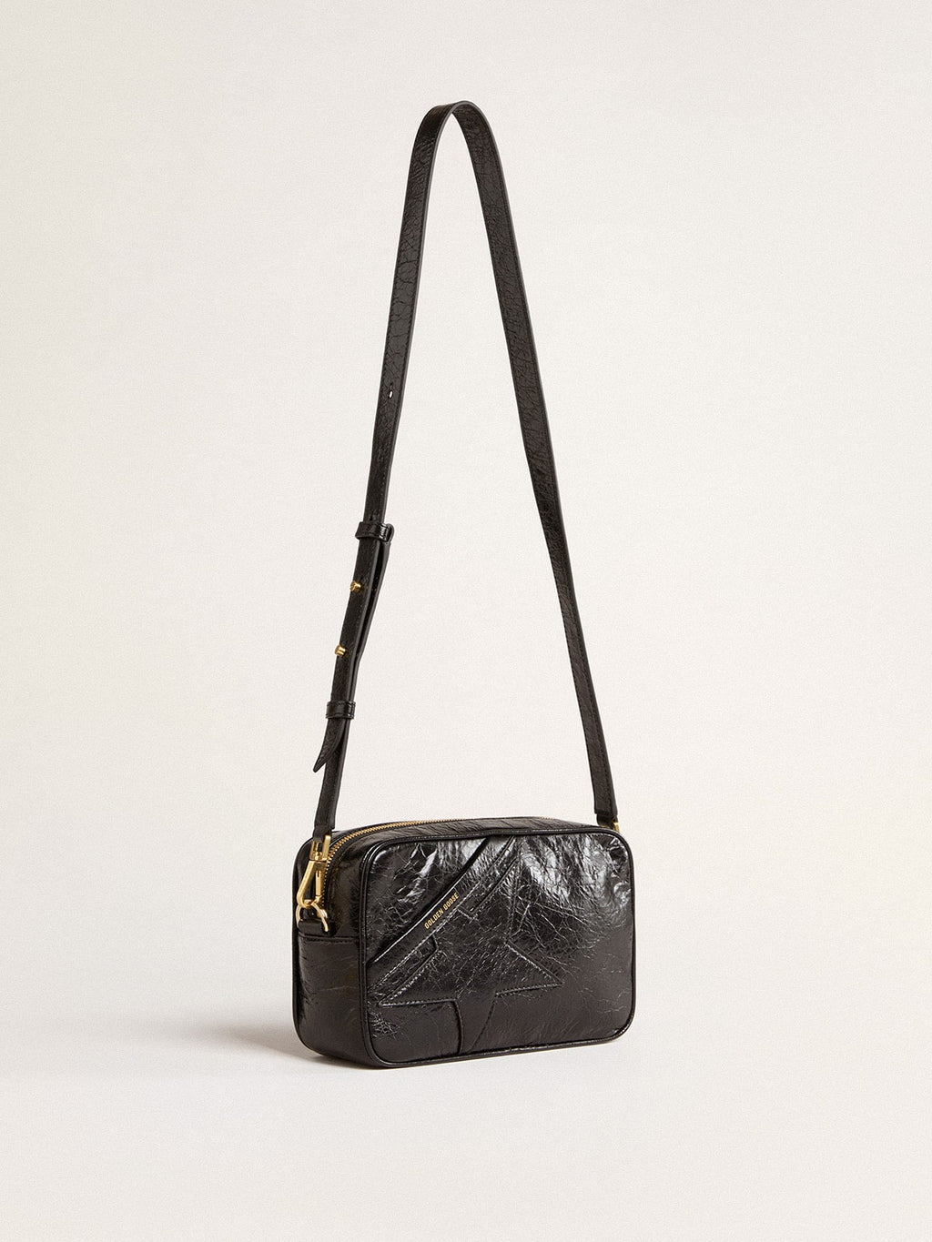 Star Bag in glossy black leather with tone-on-tone star| Golden Goose