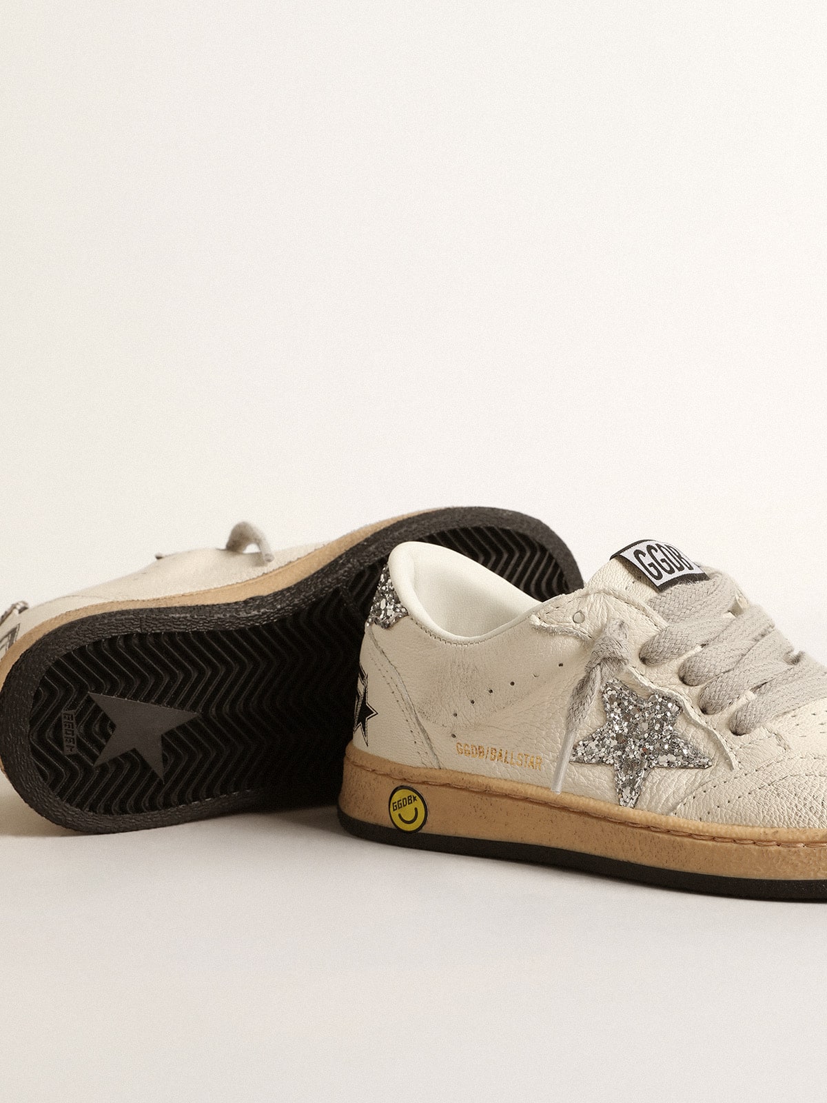 Ball Star Young in nappa with silver glitter star and heel tab| Golden Goose