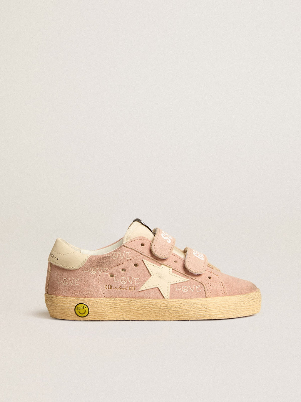 Old School Young in pink suede with cream leather star and heel tab| Golden Goose