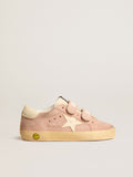 Old School Young in pink suede with cream leather star and heel tab| Golden Goose