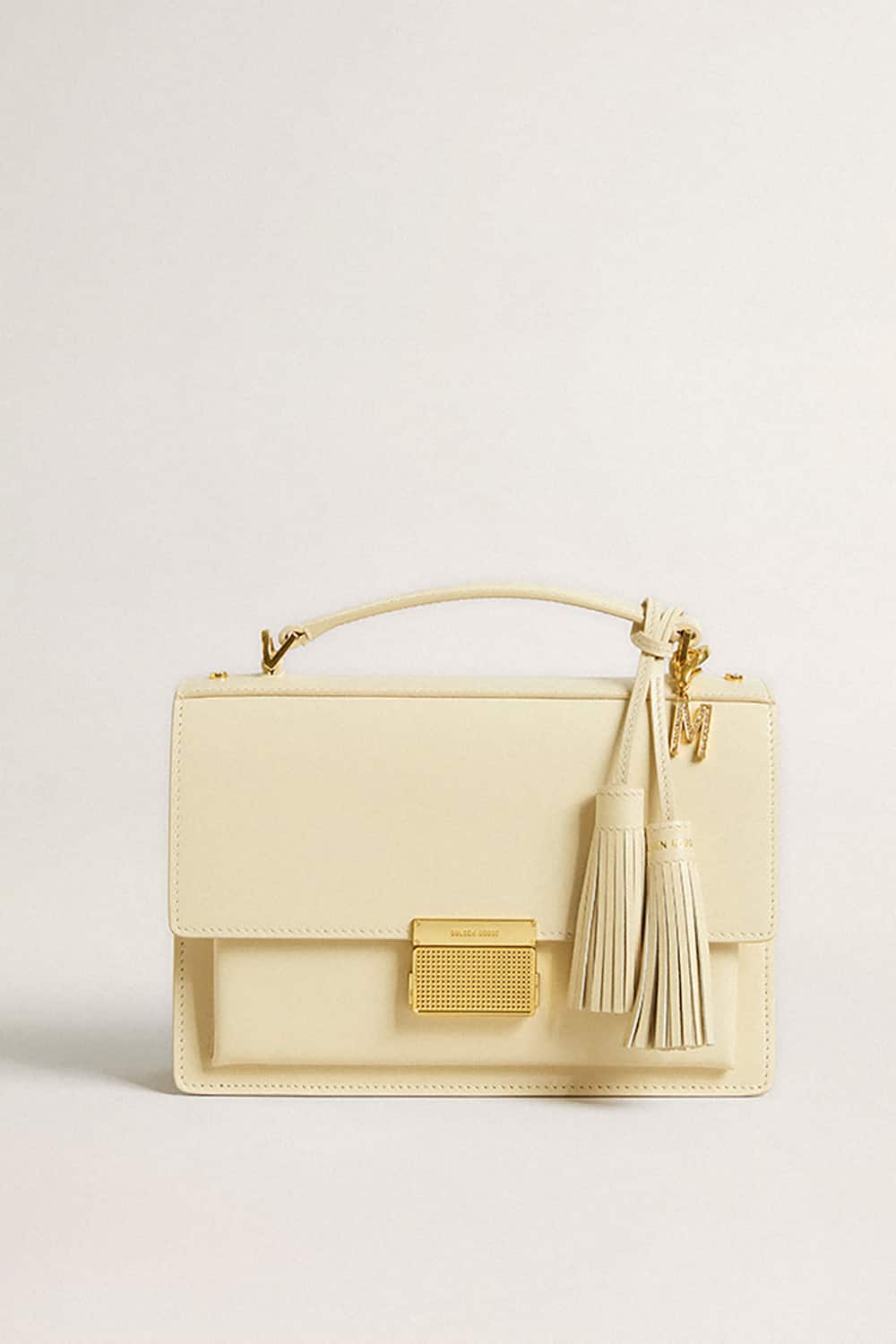 Letter M charm in gold-colored brass with crystals| Golden Goose