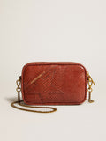 Mini Star Bag in rust-colored snake-print leather| Golden Goose