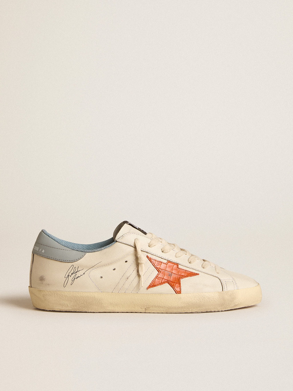 Men's Super-Star with crocodile-print star and silver-blue heel tab| Golden Goose