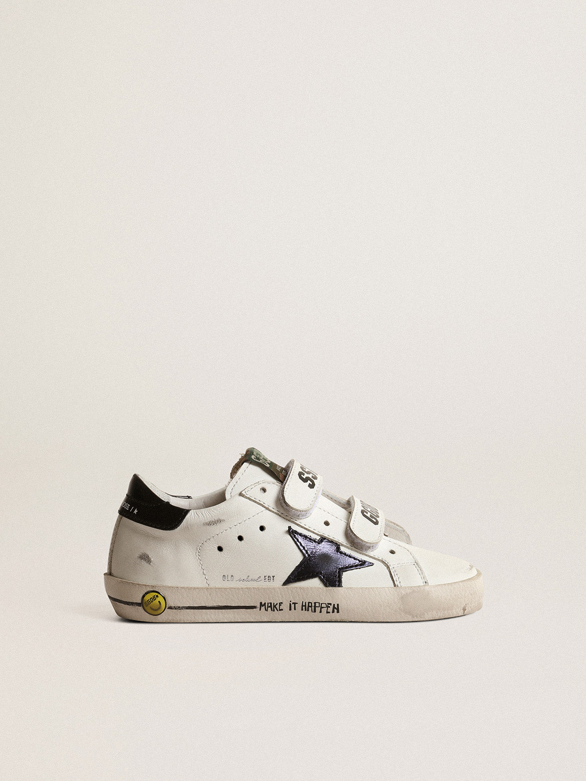 Old School Young with metallic leather star and black heel tab| Golden Goose