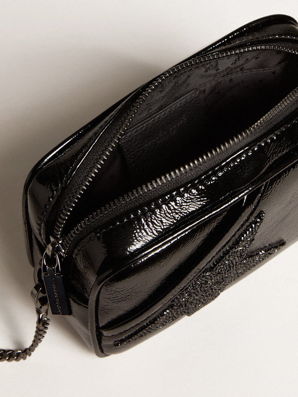 Mini Star Bag in black leather with Swarovski crystal star| Golden Goose