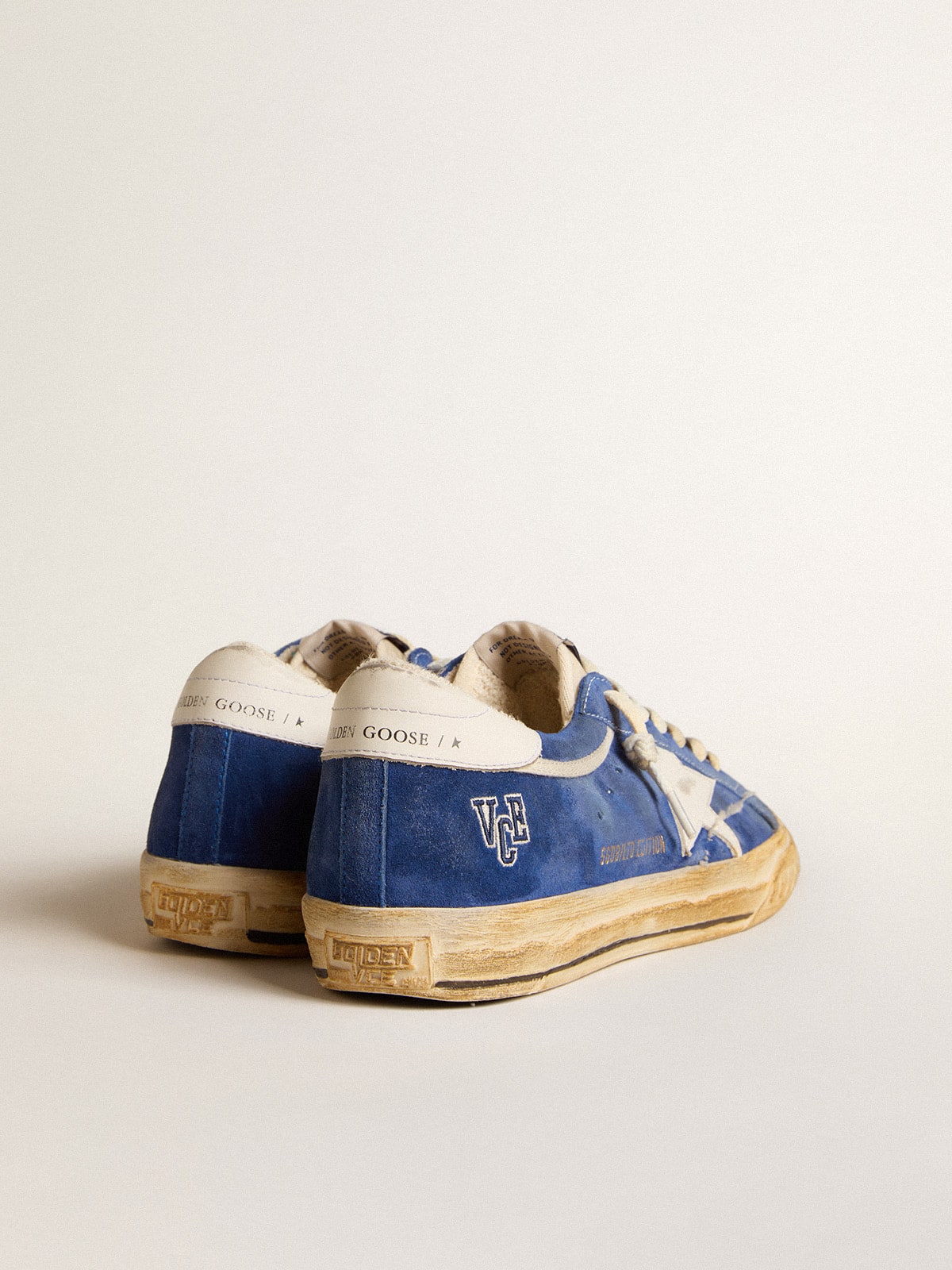 Super-Star in blue suede with white leather star and heel tab| Golden Goose
