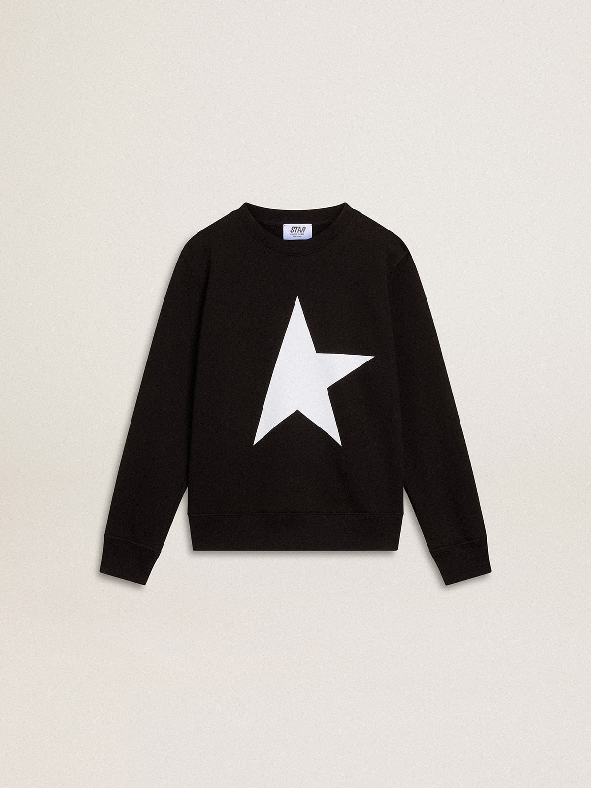 Boys' black sweatshirt with white maxi star on the front| Golden Goose