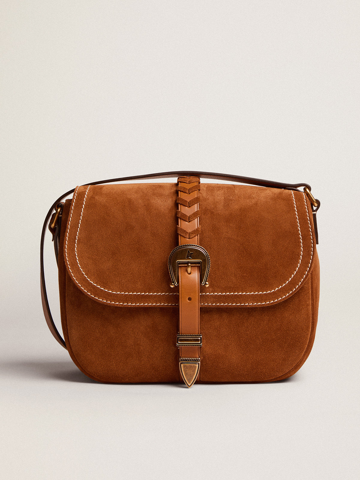 Women's medium Rodeo Bag in rum-colored suede| Golden Goose