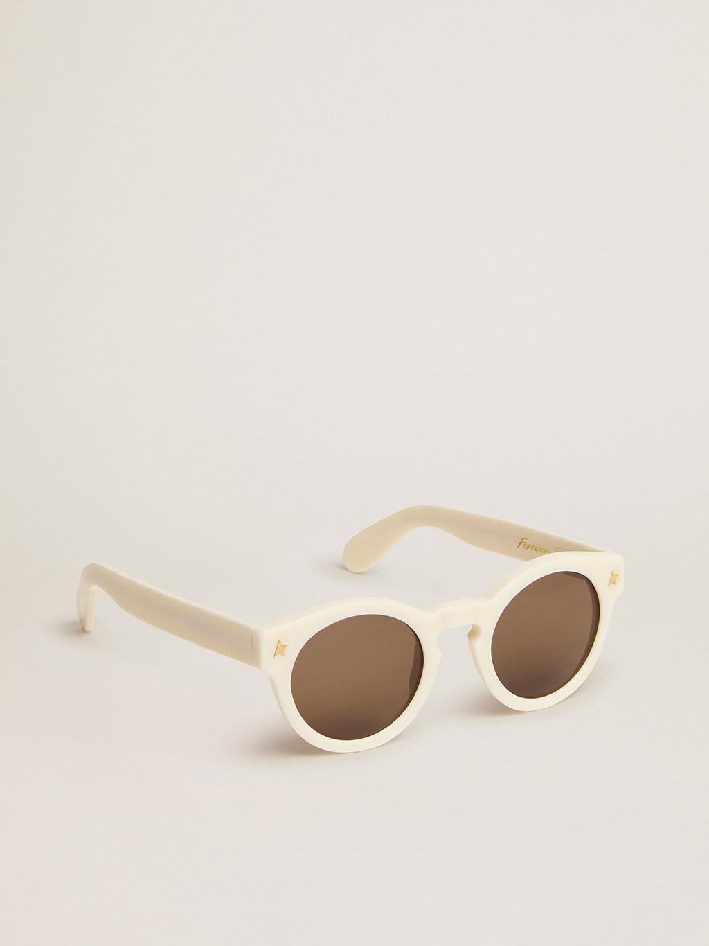 Sunglasses Panthos model with white frame and gold details| Golden Goose